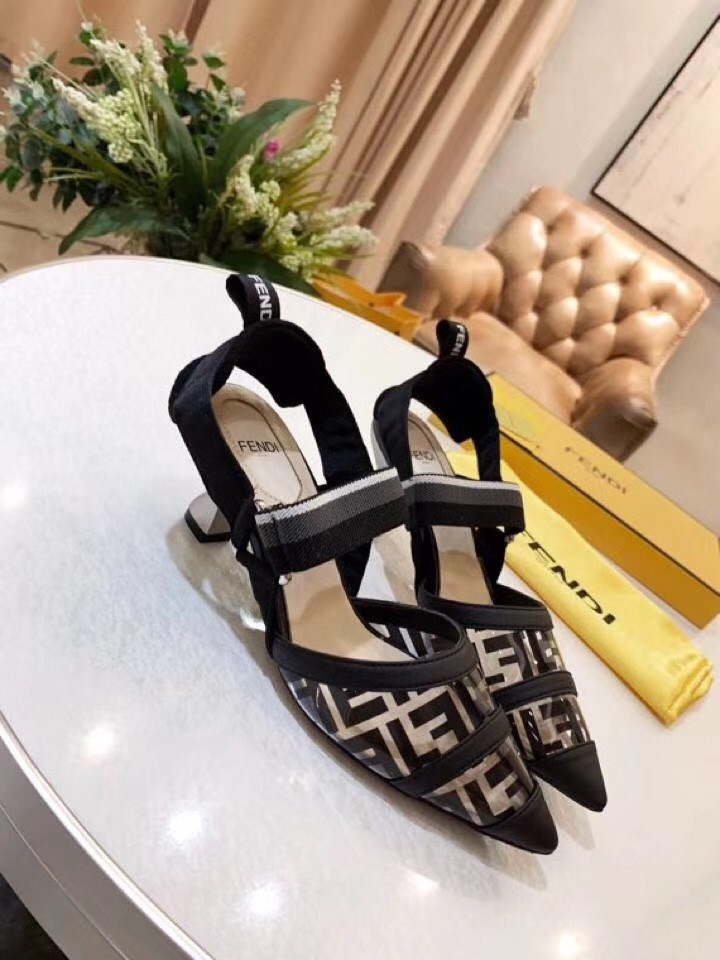 F**di black pu colibri slingbacks 55mm pumps