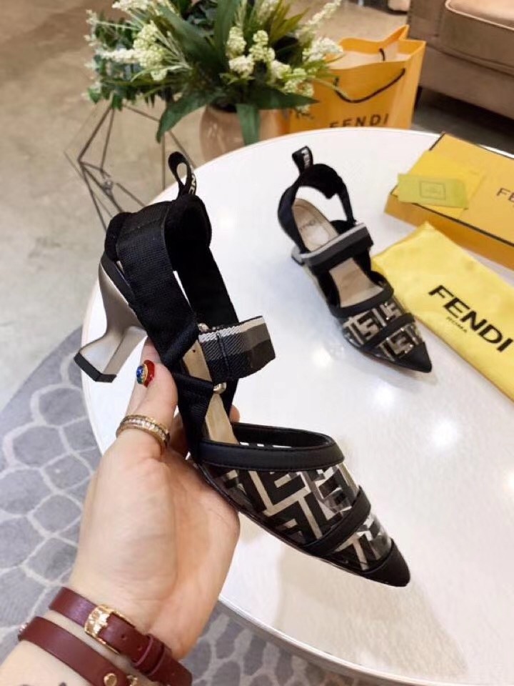 F**di black pu colibri slingbacks 55mm pumps