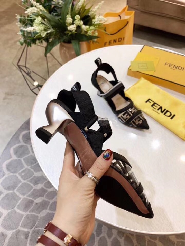 F**di black pu colibri slingbacks 55mm pumps