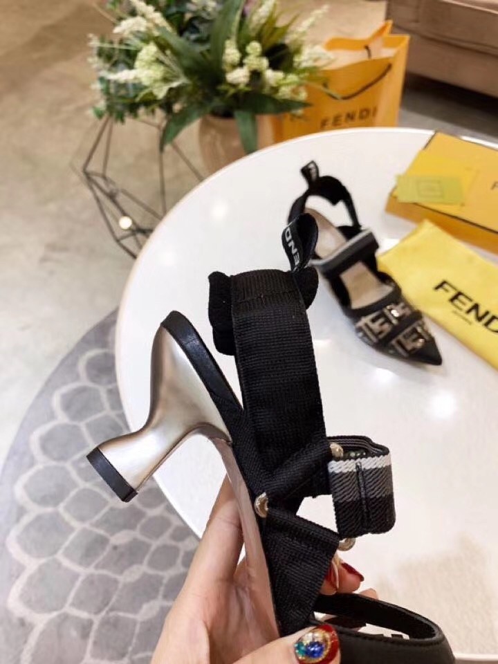 F**di black pu colibri slingbacks 55mm pumps