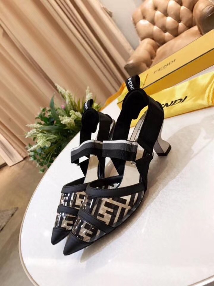 F**di black pu colibri slingbacks 55mm pumps