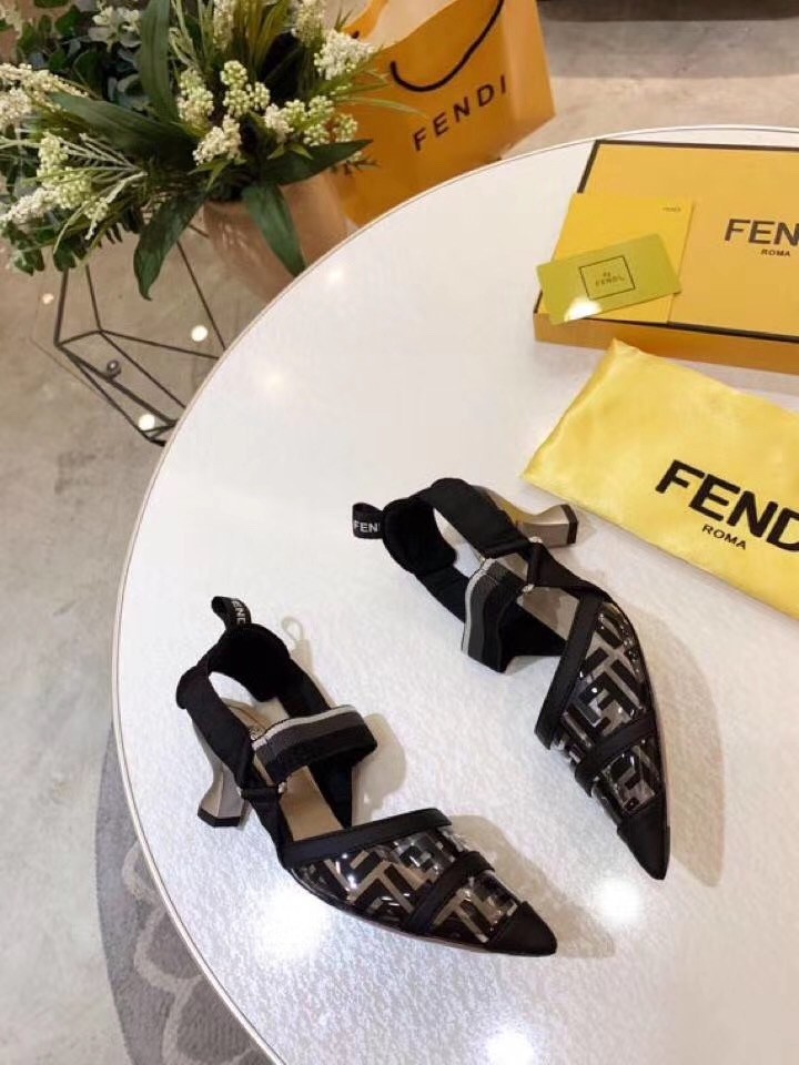 F**di black pu colibri slingbacks 55mm pumps