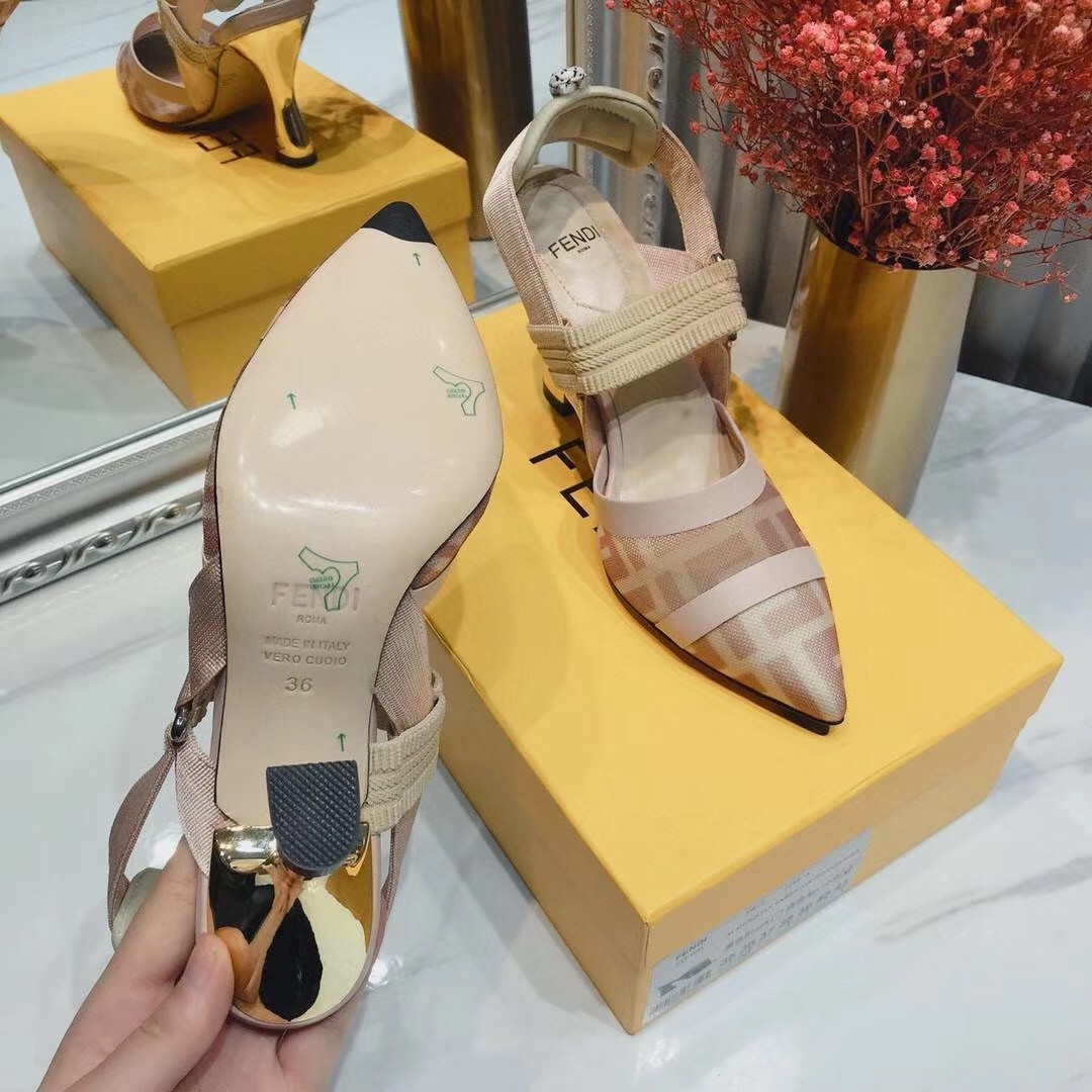F**di pink mesh colibri slingbacks 85mm pumps