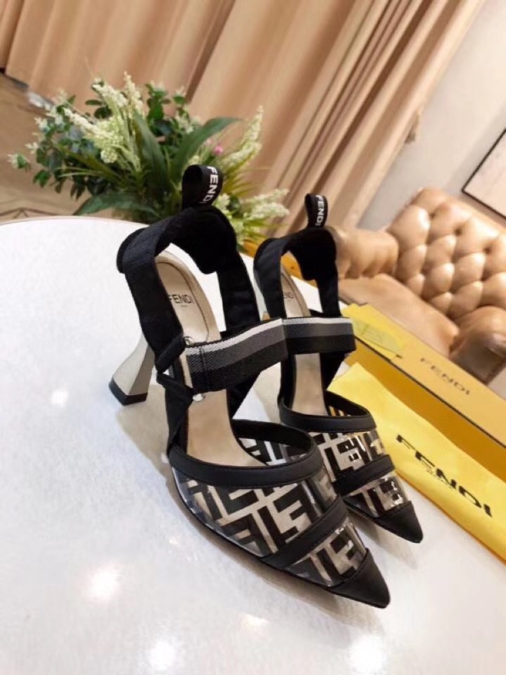 F**di black pu colibri slingbacks 85mm pumps