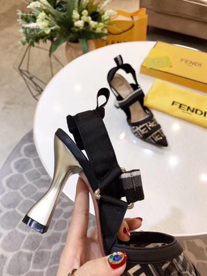 F**di black pu colibri slingbacks 85mm pumps