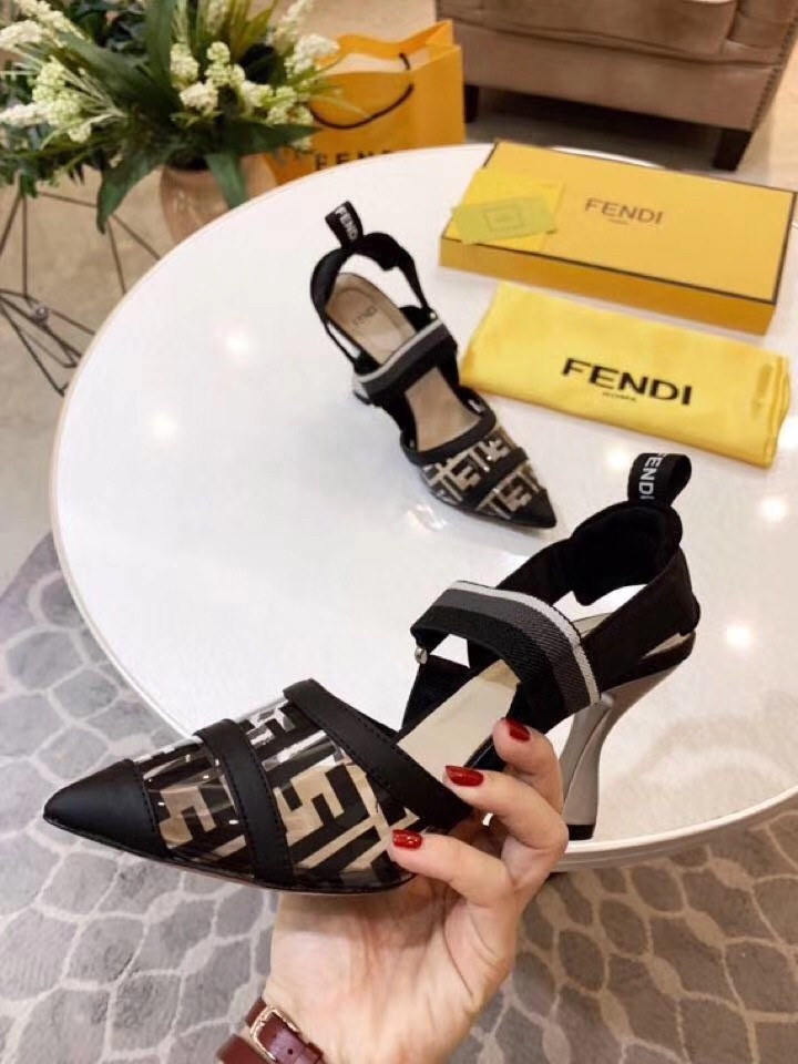 F**di black pu colibri slingbacks 85mm pumps
