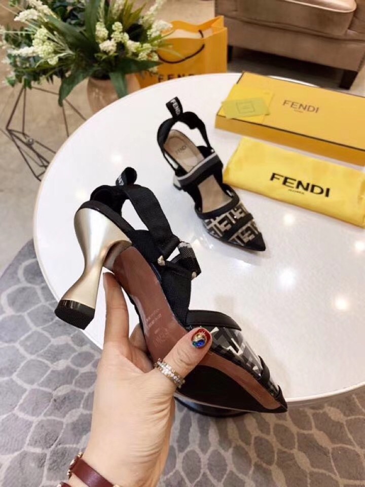 F**di black pu colibri slingbacks 85mm pumps