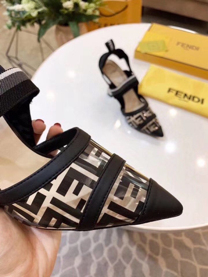 F**di black pu colibri slingbacks 85mm pumps