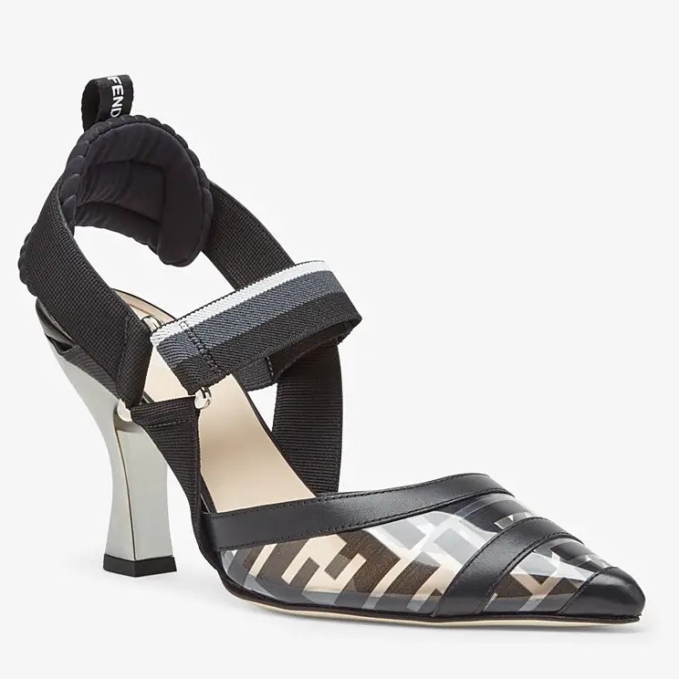 F**di black pu colibri slingbacks 85mm pumps