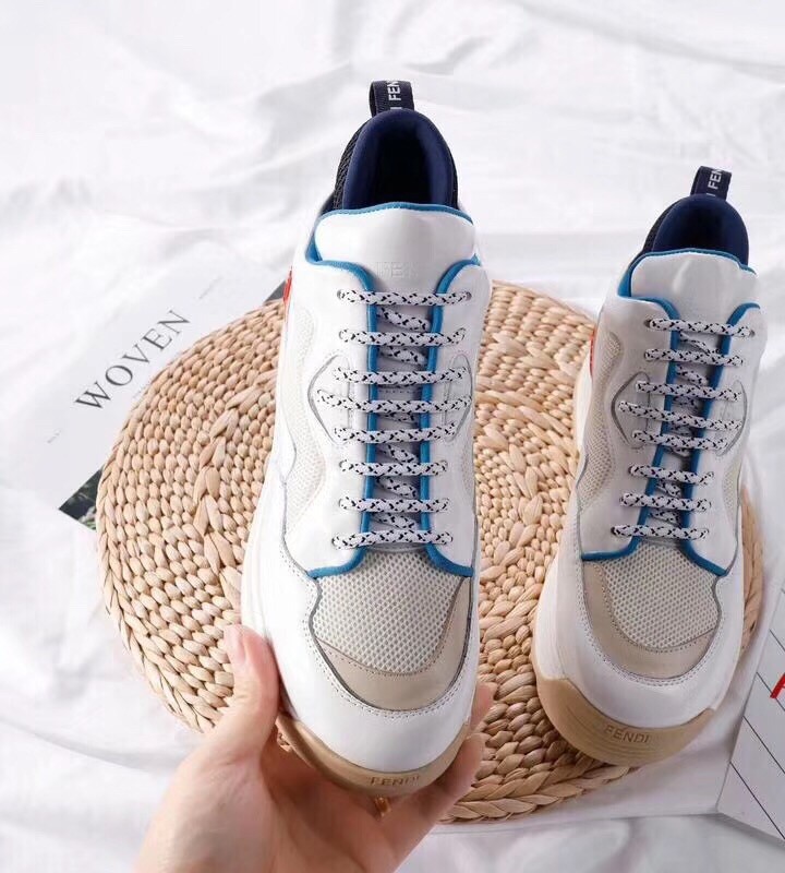 F**di t-rex sneakers in white calfskin and technical