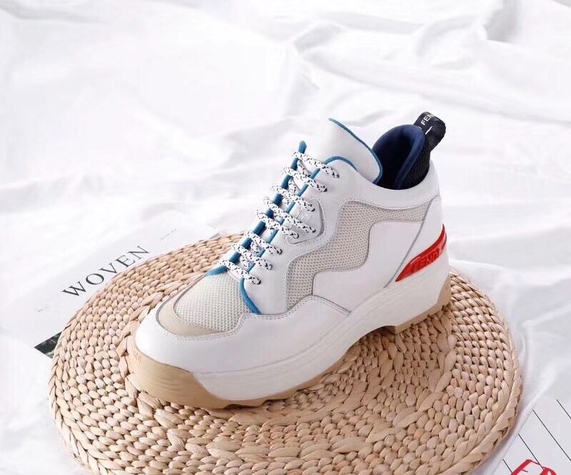 F**di t-rex sneakers in white calfskin and technical