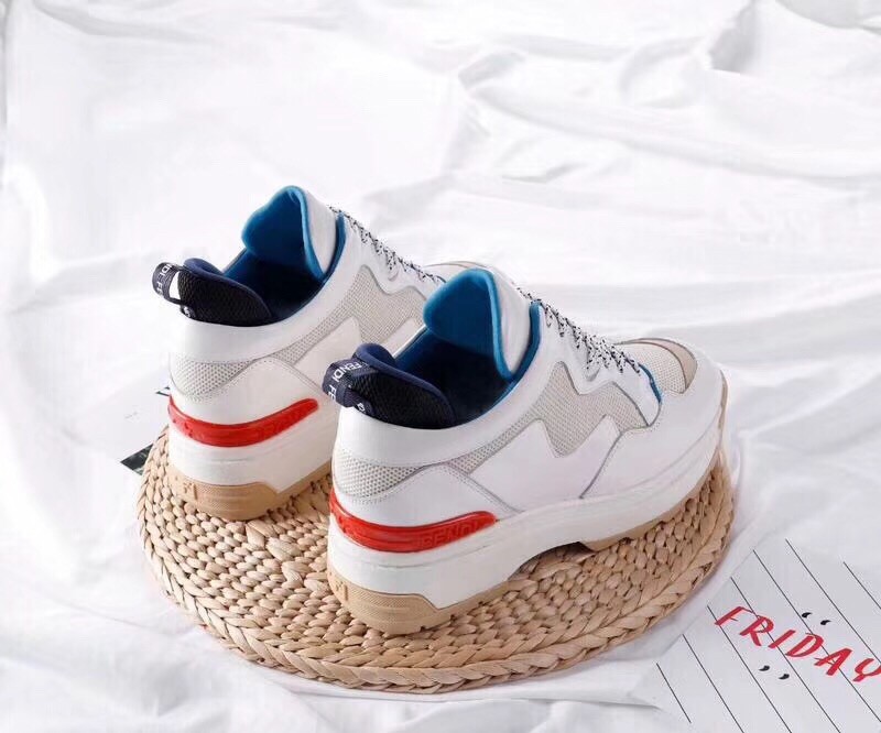 F**di t-rex sneakers in white calfskin and technical