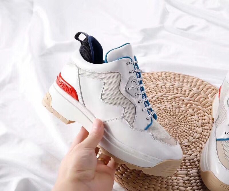 F**di t-rex sneakers in white calfskin and technical