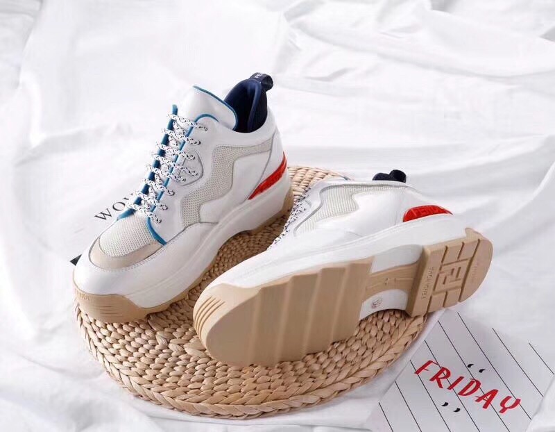 F**di t-rex sneakers in white calfskin and technical