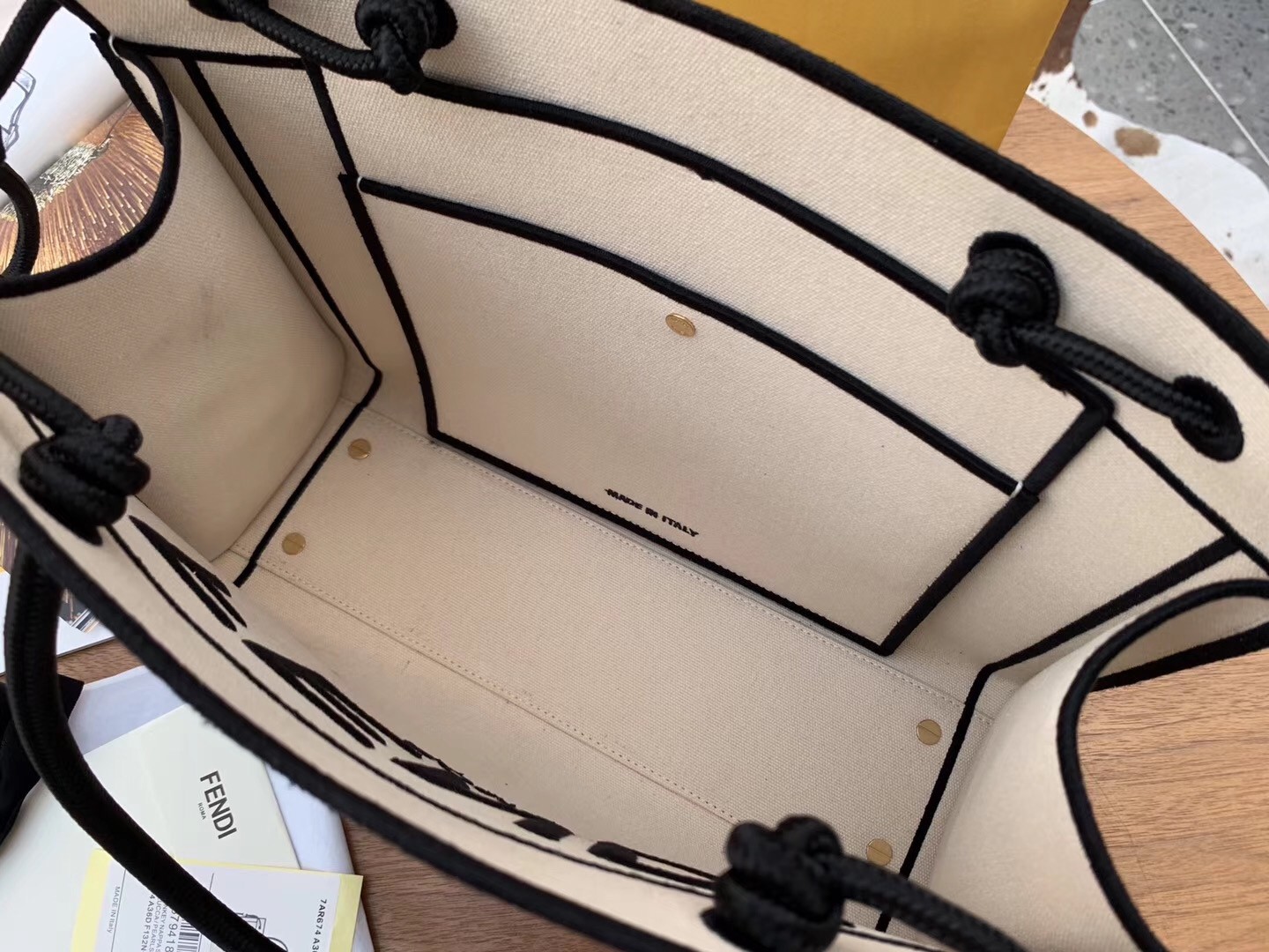 F**di large roma shopper bag in undyed canvas