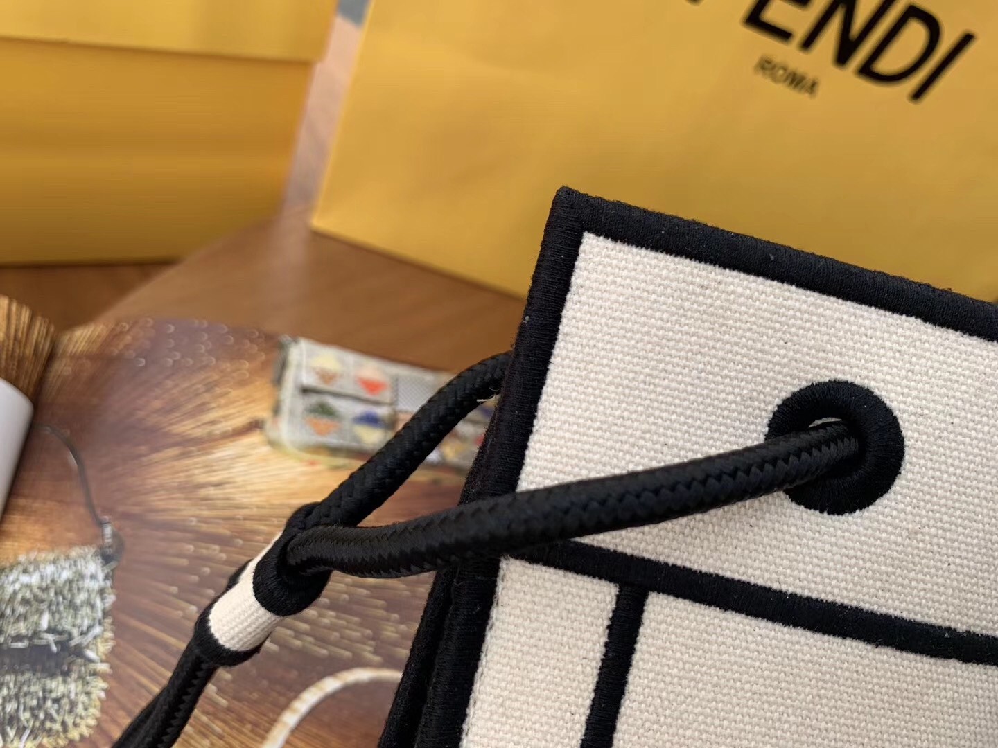 F**di large roma shopper bag in undyed canvas