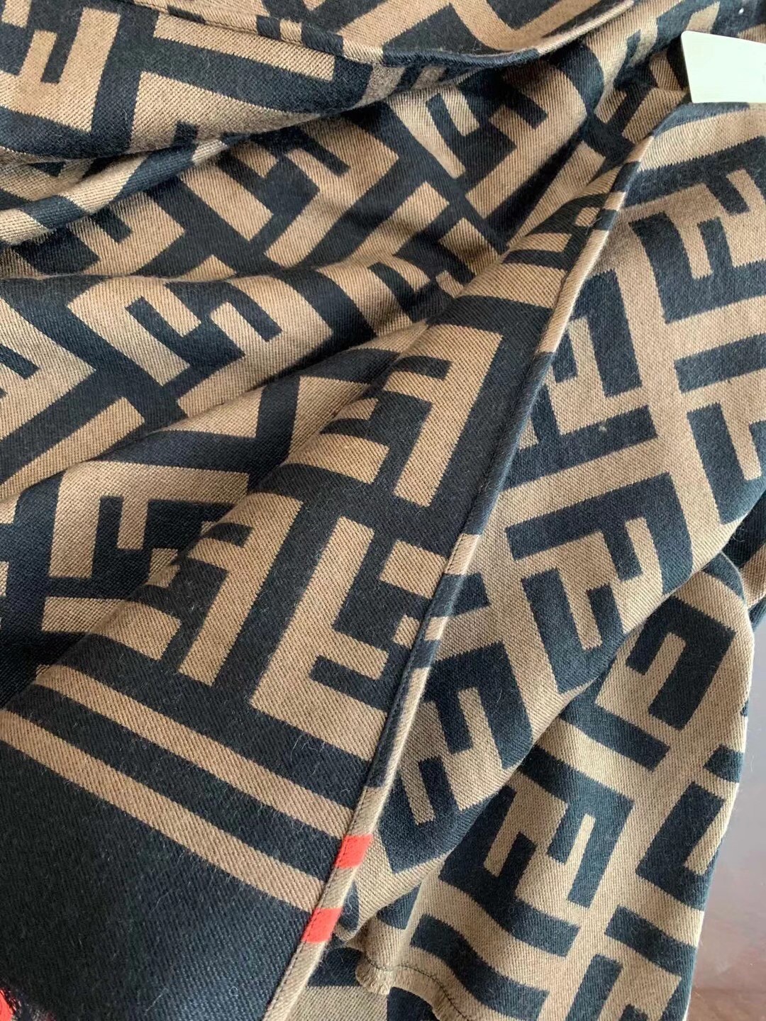 F**di brown large enveloping ff poncho