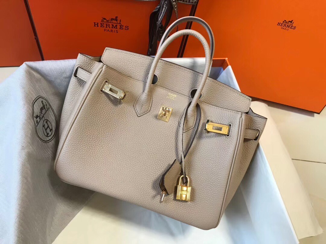 H**mes birkin 25cm bag in argile clemence leather