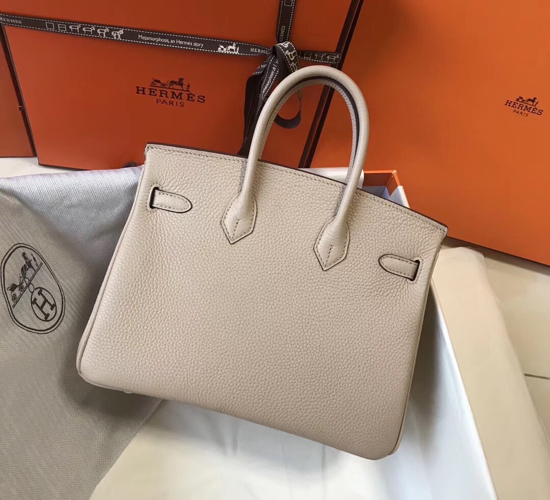 H**mes birkin 25cm bag in argile clemence leather