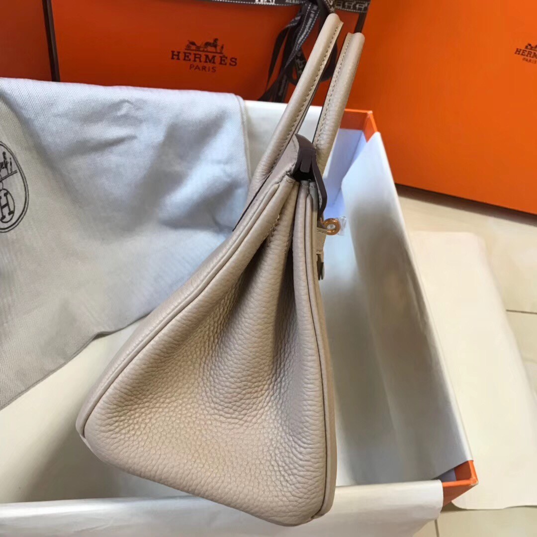 H**mes birkin 25cm bag in argile clemence leather