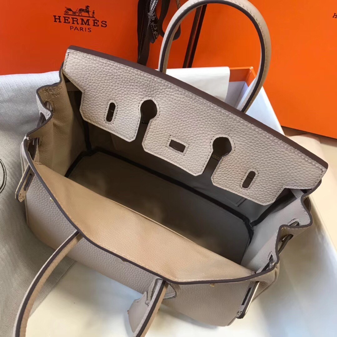 H**mes birkin 25cm bag in argile clemence leather