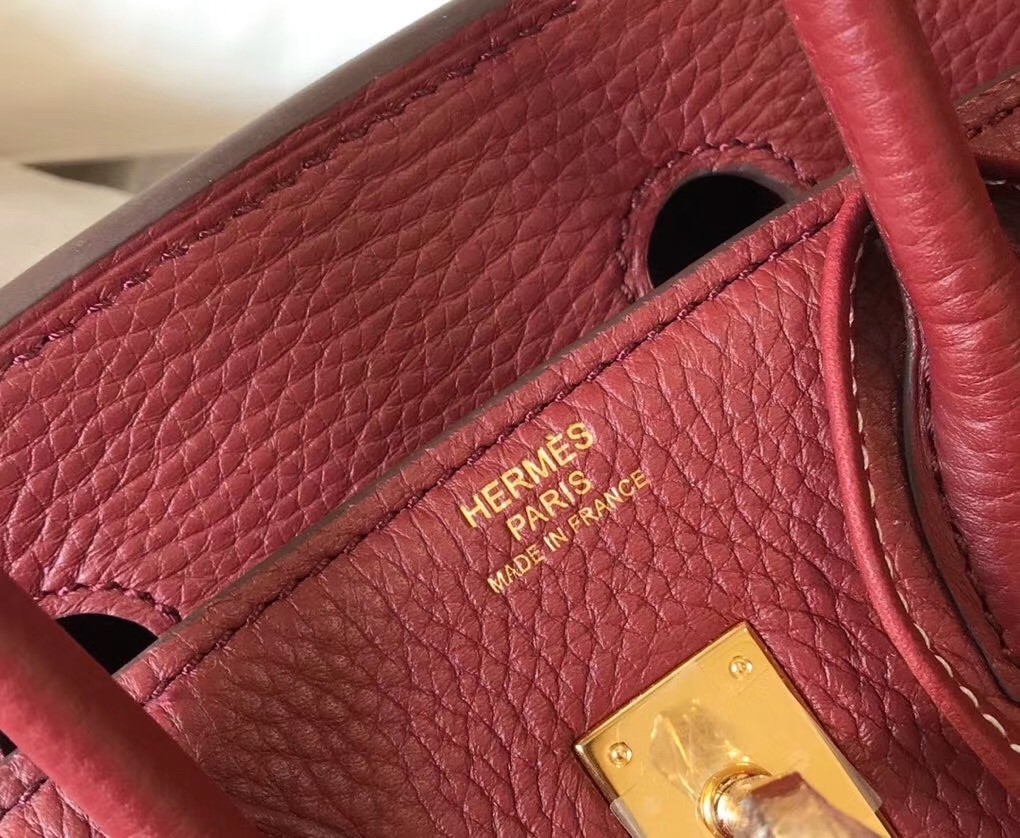 H**mes birkin 25cm bag in bordeaux clemence leather