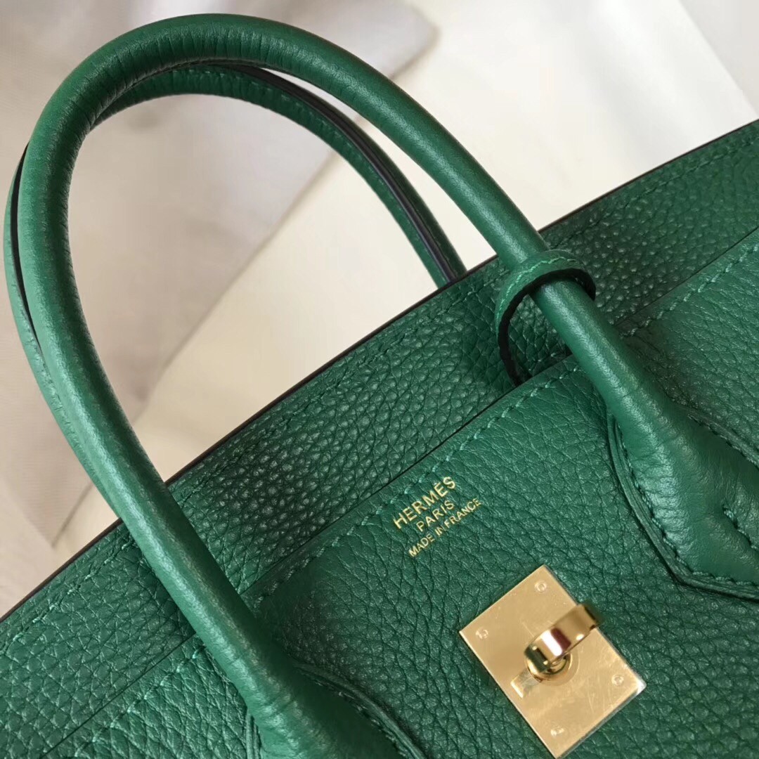 H**mes birkin 25cm bag in malachite clemence leather
