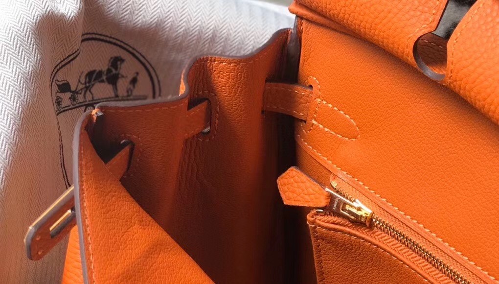 H**mes birkin 25cm bag in orange clemence leather