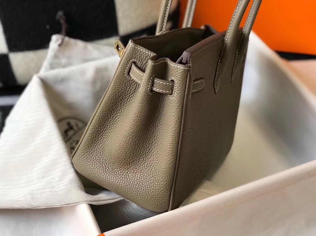 H**mes birkin 25cm bag in taupe clemence leather