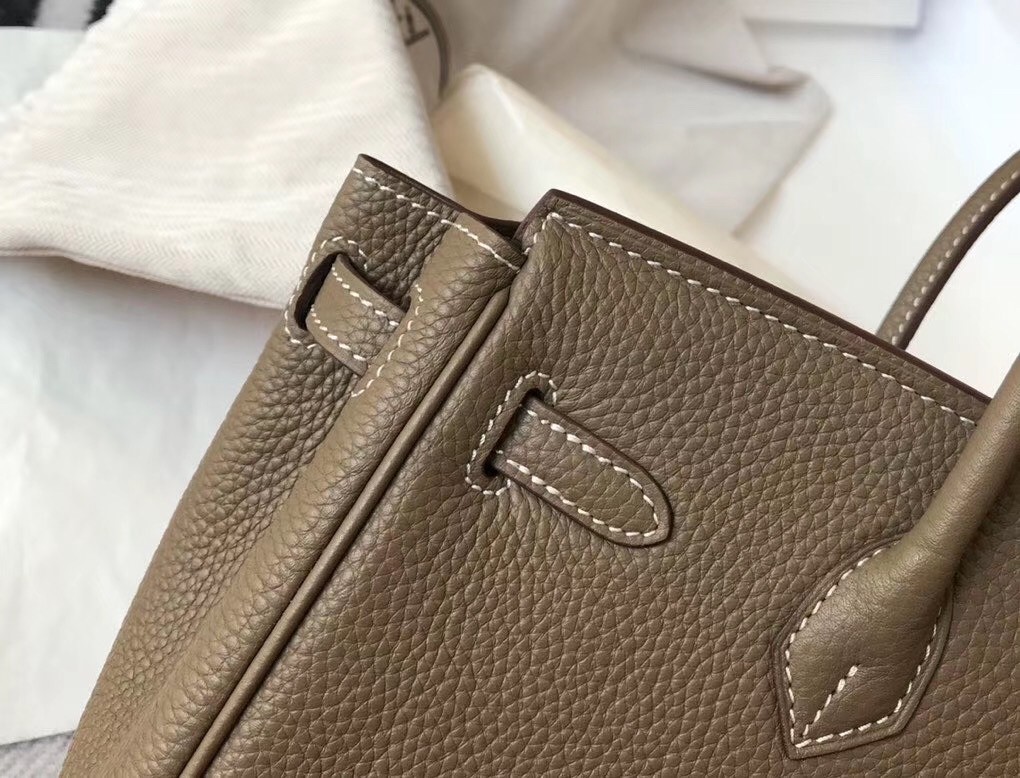 H**mes birkin 25cm bag in taupe clemence leather