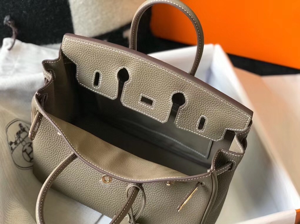 H**mes birkin 25cm bag in taupe clemence leather