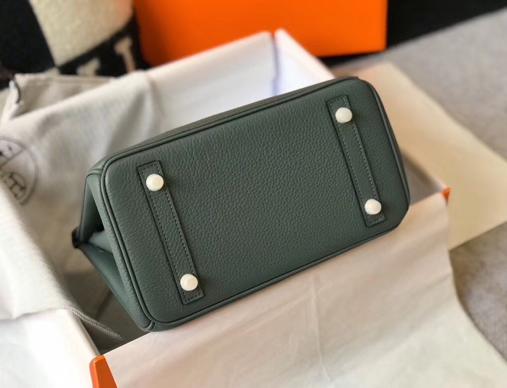 H**mes birkin 25cm bag in vert amande clemence leather