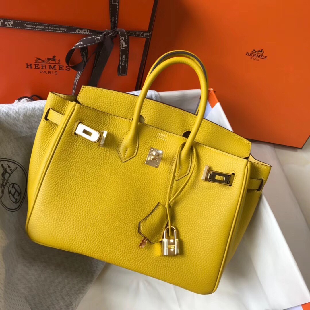 H**mes birkin 25cm bag in soleil clemence leather