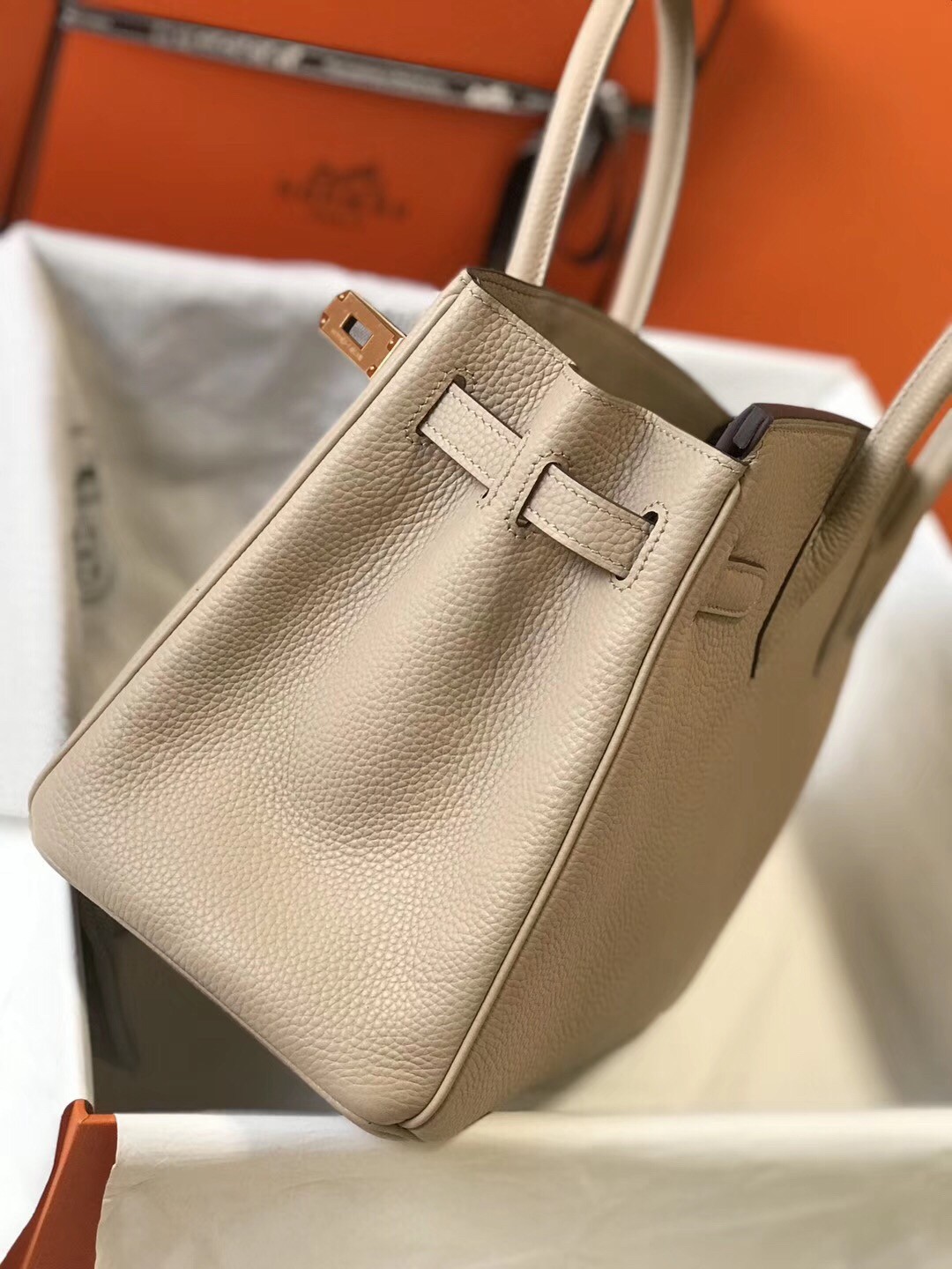 H**mes birkin 30cm bag in argile clemence leather
