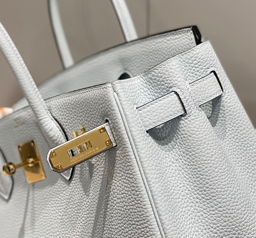 H**mes birkin 30cm bag in blue brume clemence leather ghw