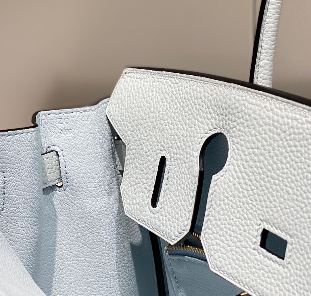 H**mes birkin 30cm bag in blue brume clemence leather ghw