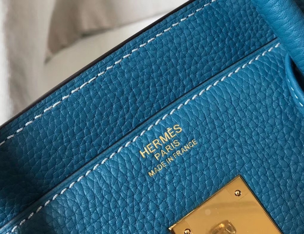 H**mes birkin 30cm bag in blue jean clemence leather