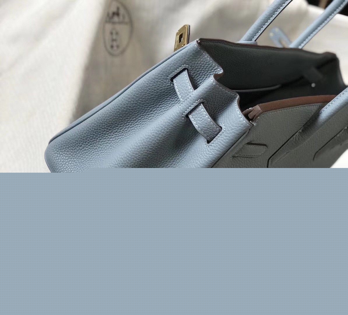 H**mes birkin 30cm bag in blue lin clemence leather