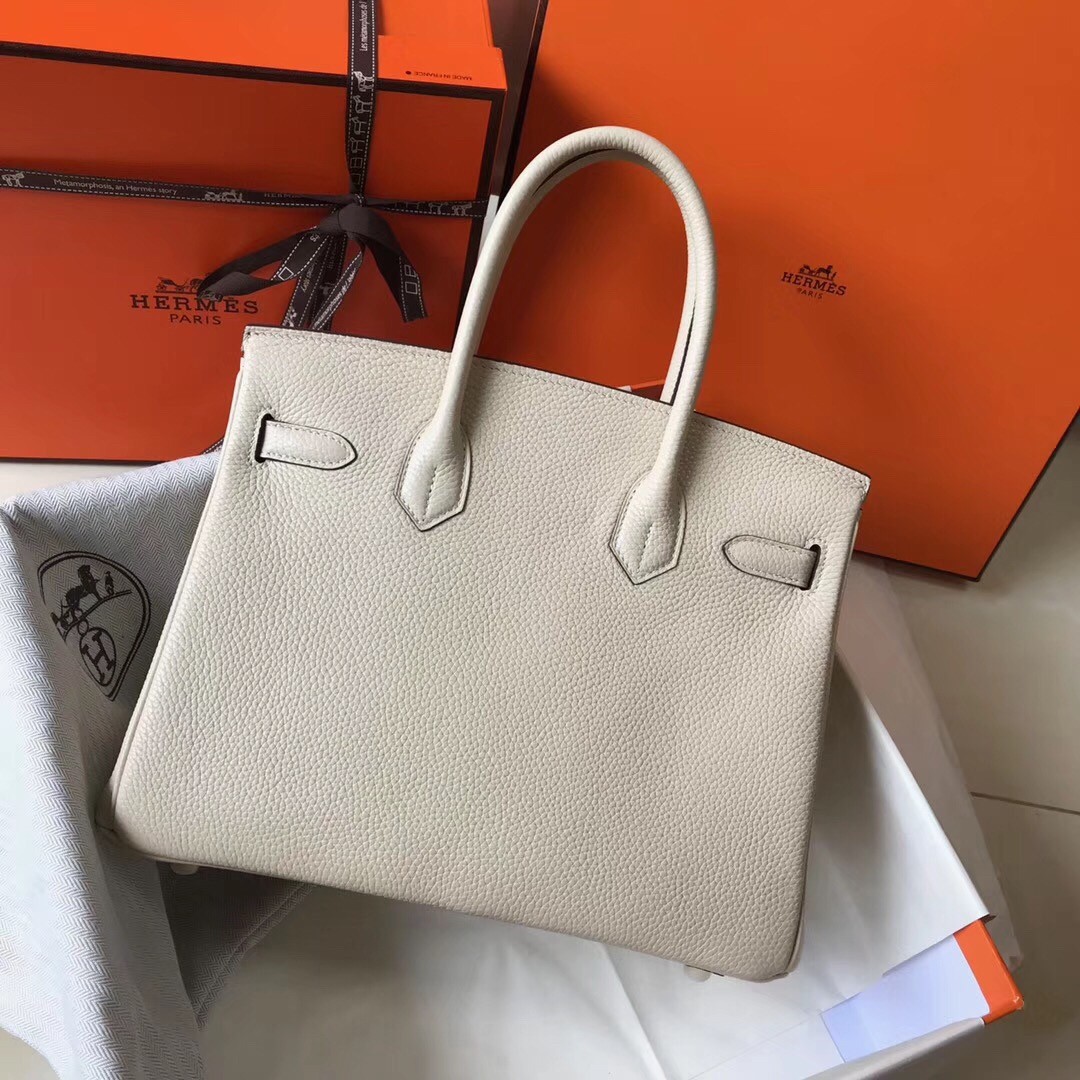 H**mes birkin 30cm bag in beton clemence leather