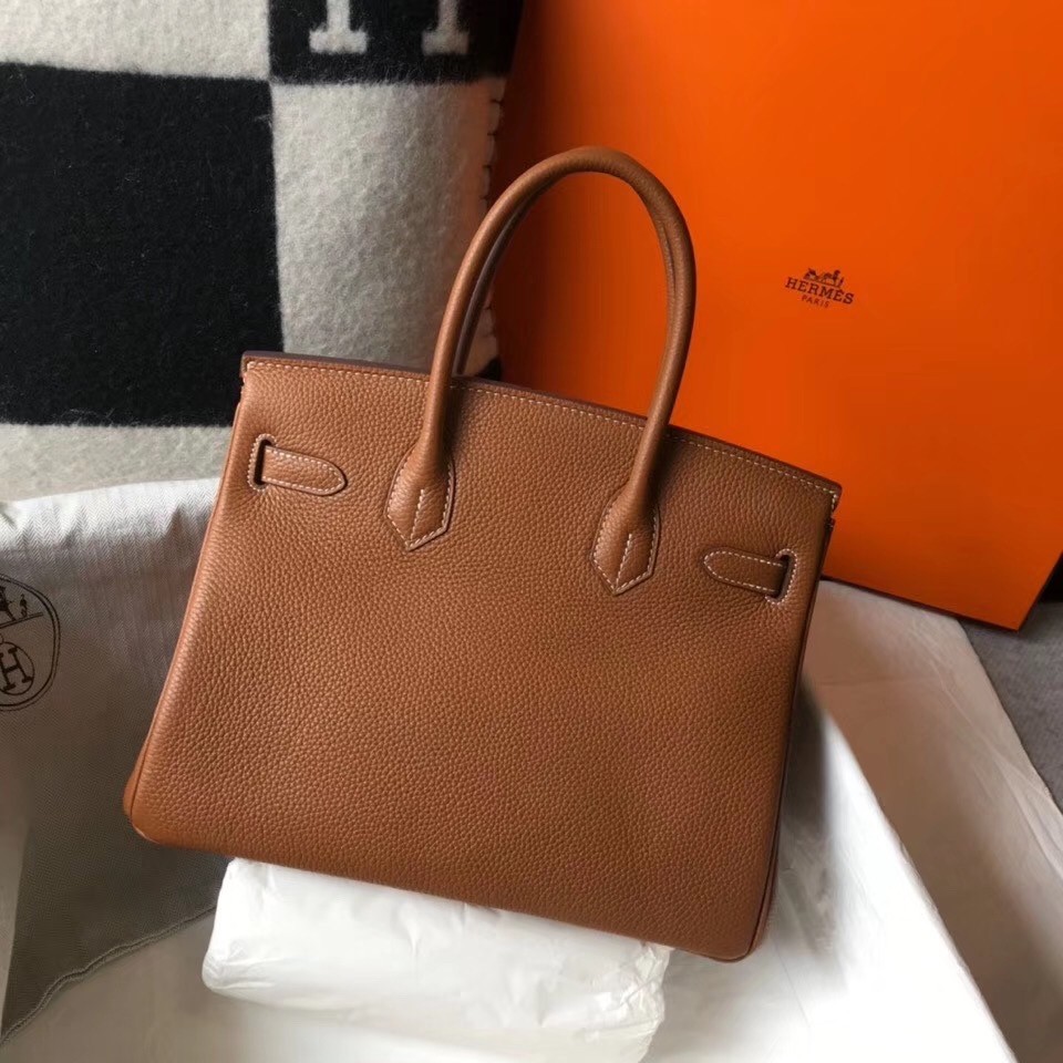 H**mes birkin 30cm bag in gold clemence leather
