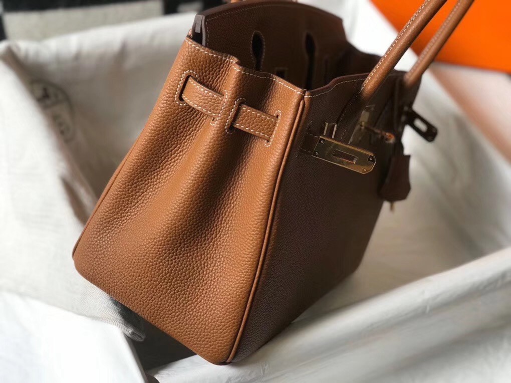 H**mes birkin 30cm bag in gold clemence leather