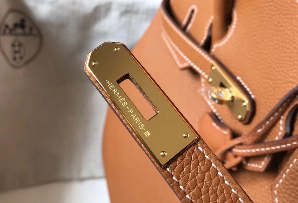 H**mes birkin 30cm bag in gold clemence leather