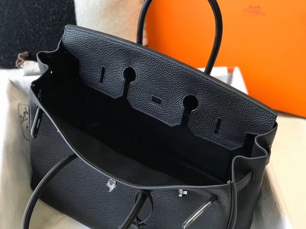 H**mes birkin 30cm bag in black clemence leather