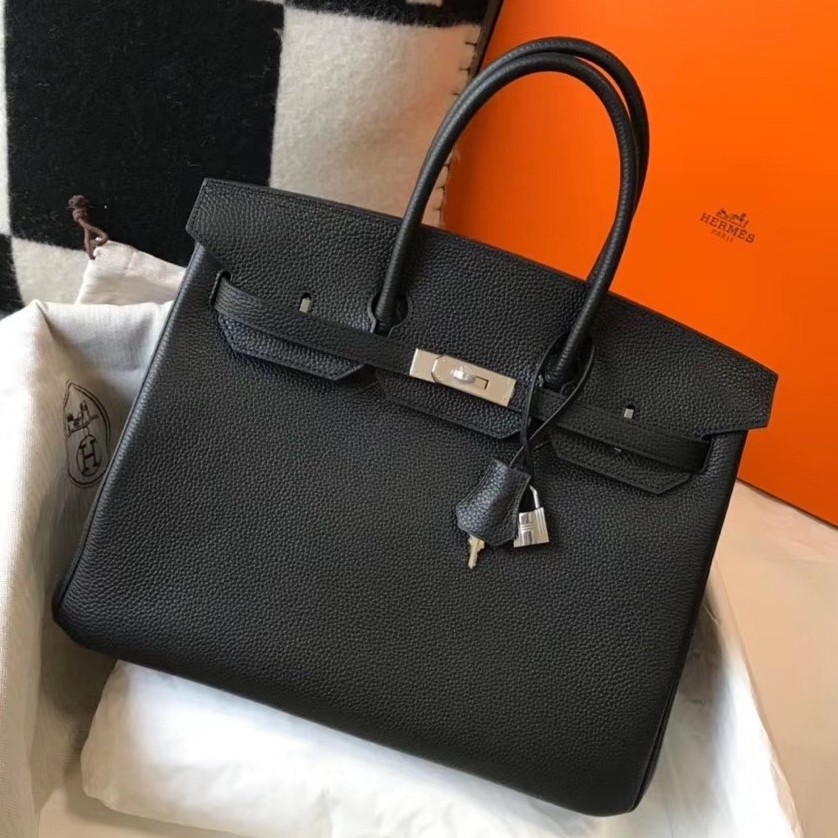 H**mes birkin 30cm bag in black clemence leather
