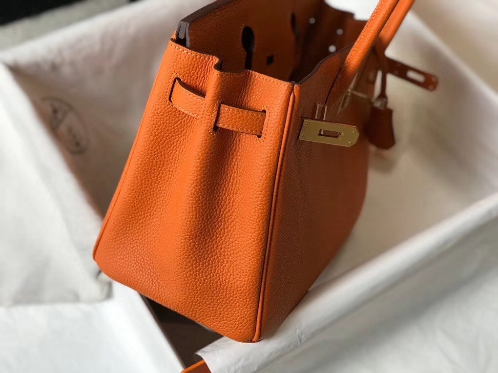 H**mes birkin 30cm bag in orange clemence leather