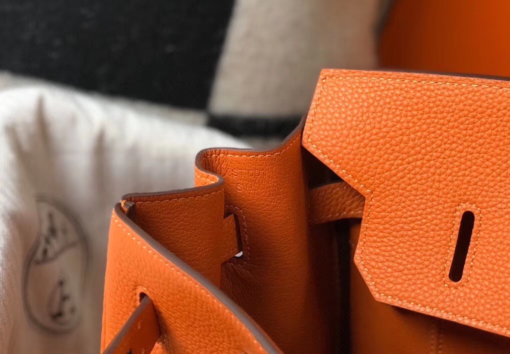 H**mes birkin 30cm bag in orange clemence leather