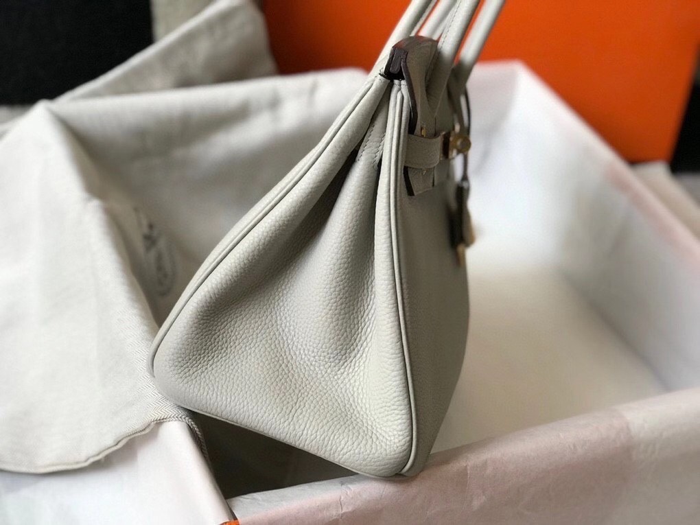 H**mes pearl grey clemence birkin 30cm bag ghw