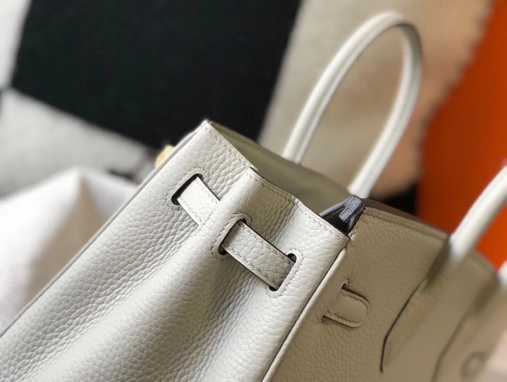 H**mes pearl grey clemence birkin 30cm bag ghw