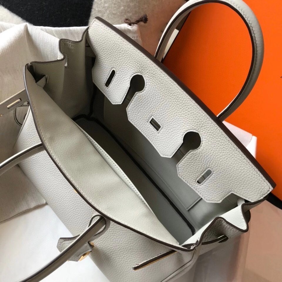 H**mes pearl grey clemence birkin 30cm bag ghw