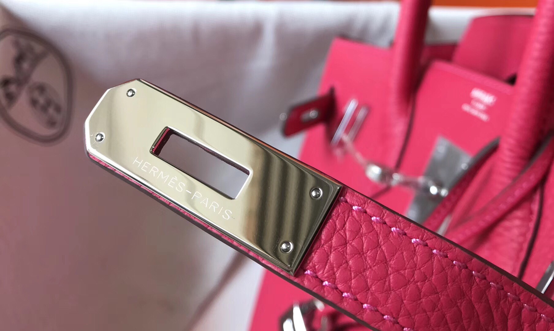 H**mes birkin 30cm bag in rose red clemence leather